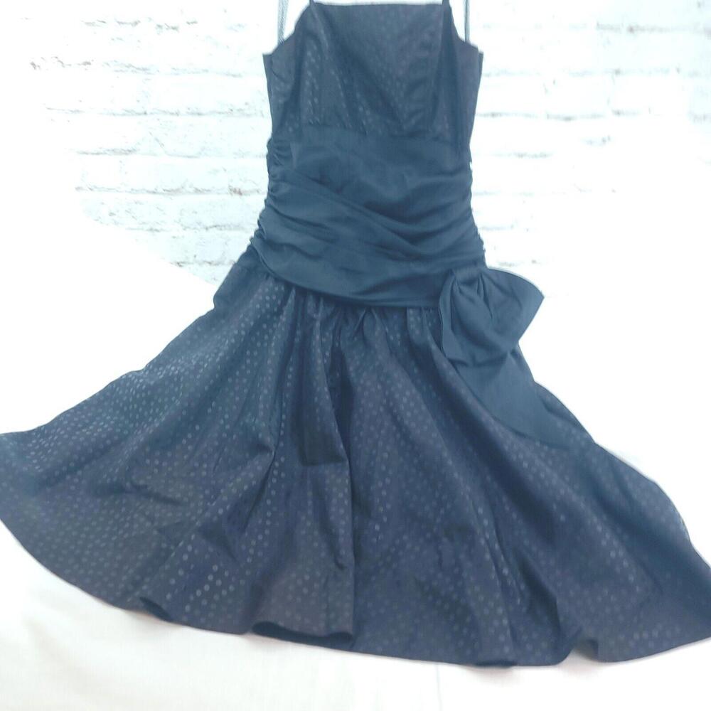 Vintage Black Spaghetti Straps Voluminous Silhouette Punk Dress Modern Size 4-6